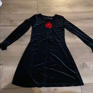GIRLS BLACK VELVET DRESS